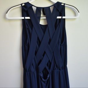 Blue Summer Maxi Dress with Braided Back